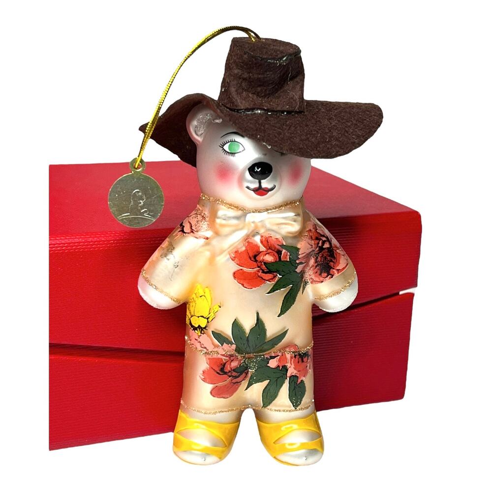 Mini Bear Glass Ornament Melissa McCarthy Cowboy 2016 St Jude Limited Ed 154/410